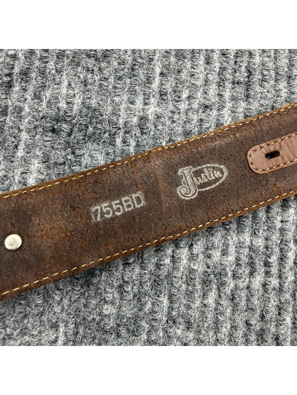 Justin Belt Mens 38 Brown Leather Western Concho Studded Engraved Silver Buckle - Picture 12 of 15